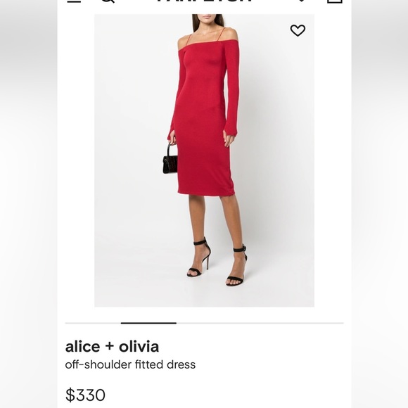Alice + Olivia off shoulder fitted red dress size 6 NWT - Picture 2 of 10